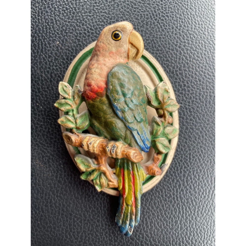 Antique Hubley Cast Iron Parrot Door Knocker Original Paint 1920s Architectural